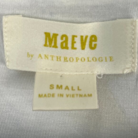Maeve Anthropologie Womens Small Blue Motif Button Up Crop Top Shirt - Picture 7 of 13